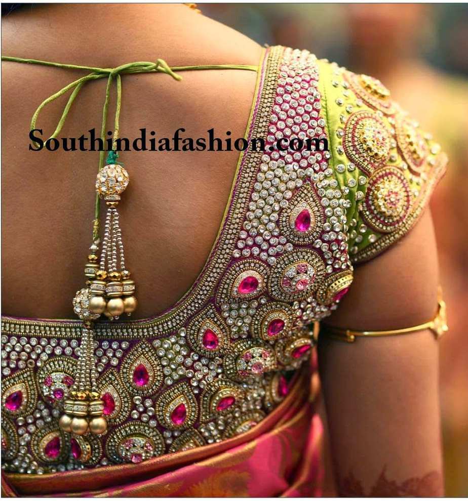 beautiful bridal saree blouse