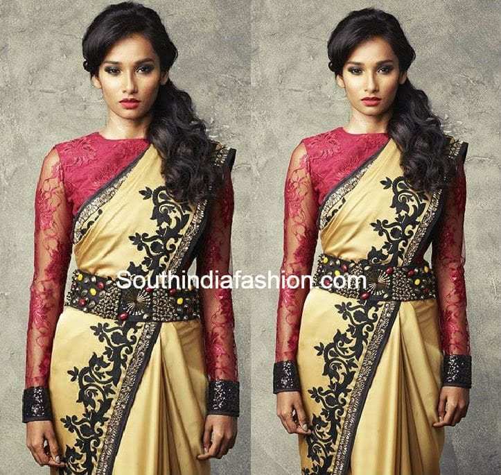 boat neck full sleeves blouse designs