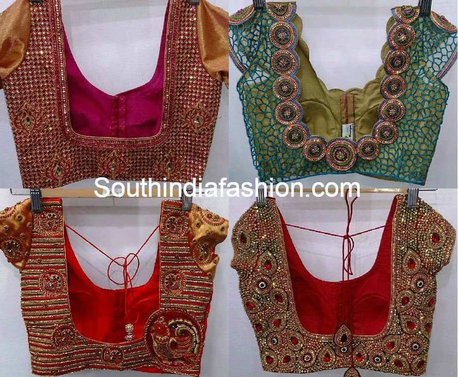 and  saree  saree kundans wedding designs  for wedding blouse work Heavy designs embellished with blouse