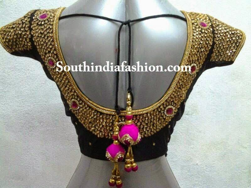 kundan work blouse fro silk sarees