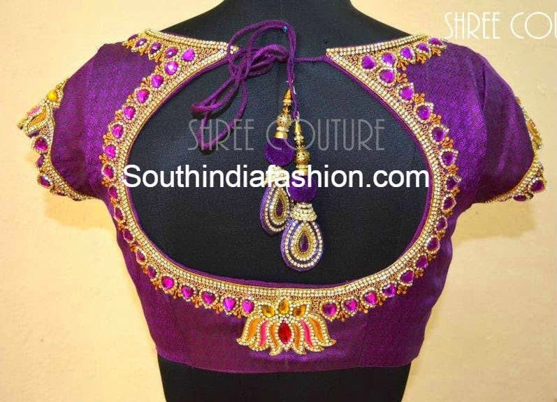 round or circle back neck wedding blouse