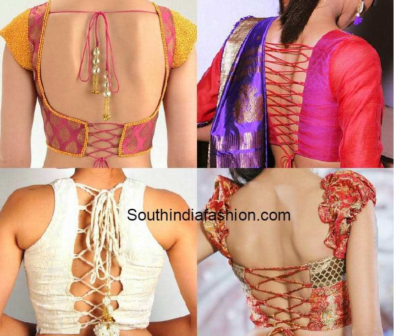 back blouse design with dori