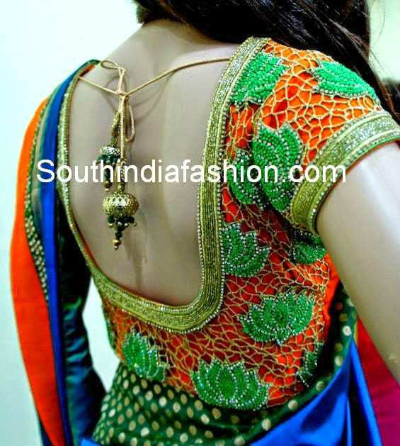 cut work blouse for silk sarees