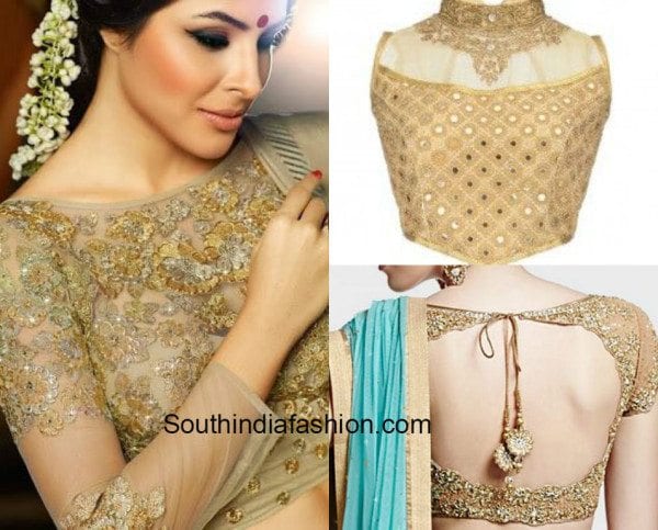 Gold blouses with sheer fabric