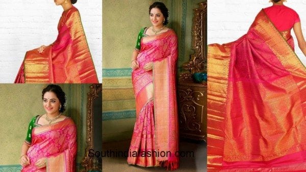 pink_silk_saree_nitya_menon