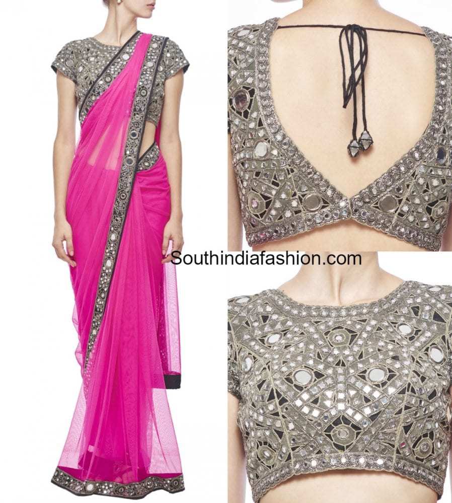 mirror blouse with saree