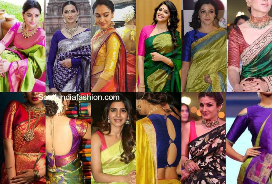 Silk Saree Back Side Simple Blouse Designs Photos