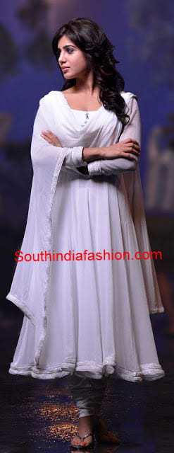 plain white anarkali