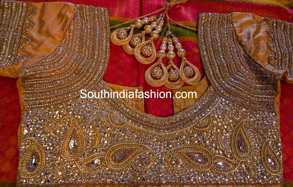 Kundan work sales blouse designs