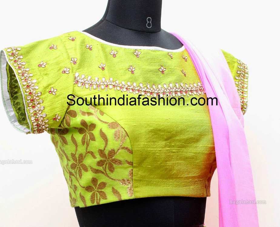 Boat Neck Saree Blouse Designs – South India Fashion