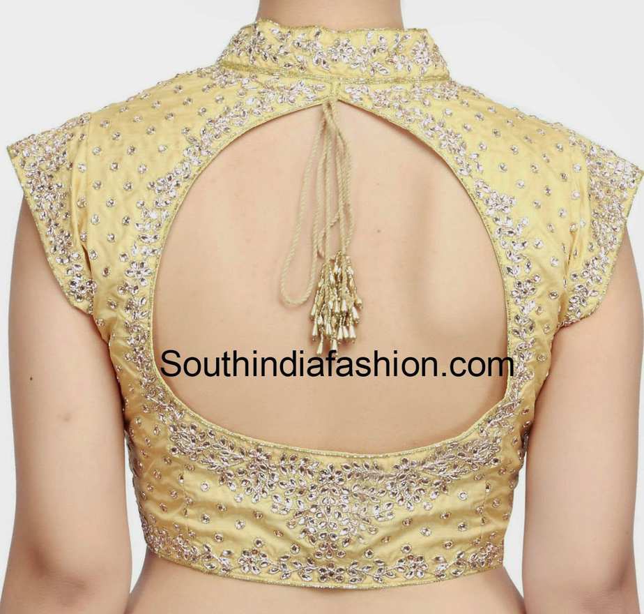 Collar Neck Kundan Work Blouse – South India Fashion