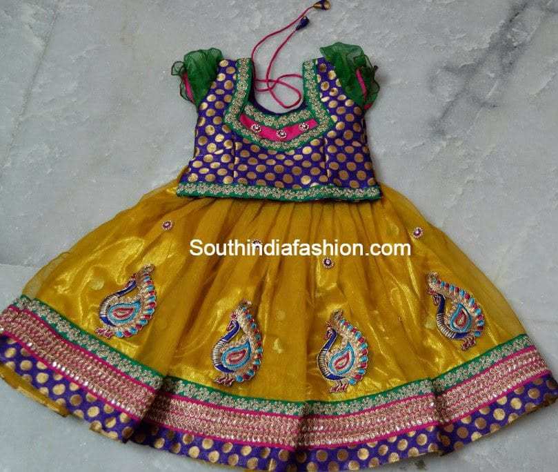 Printed Festive Wear Silk Lehenga Choli For Kids Girl, Size: 14 To 38