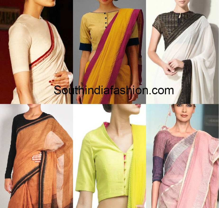 high neck blouse designs for cotton sarees 2018 – South India Fashion