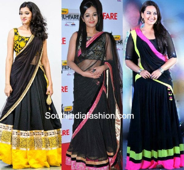 black_half_sarees