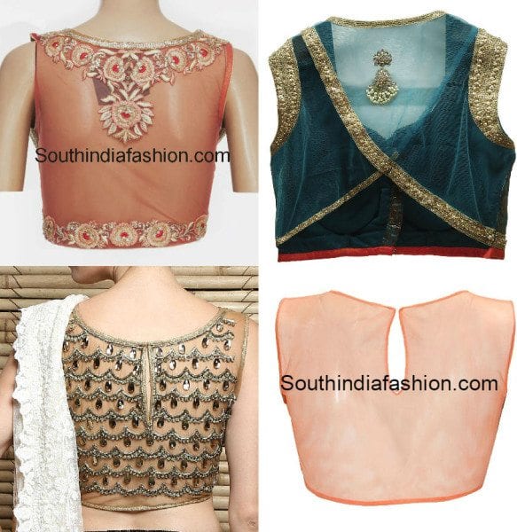 Beautiful net blouse designs for sarees - South India Fashion