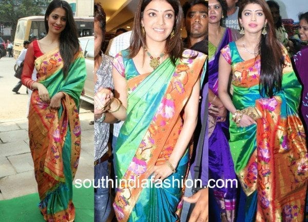 Lakshmi Rai Kajal and Pranitha in Paithani Silk Sarees