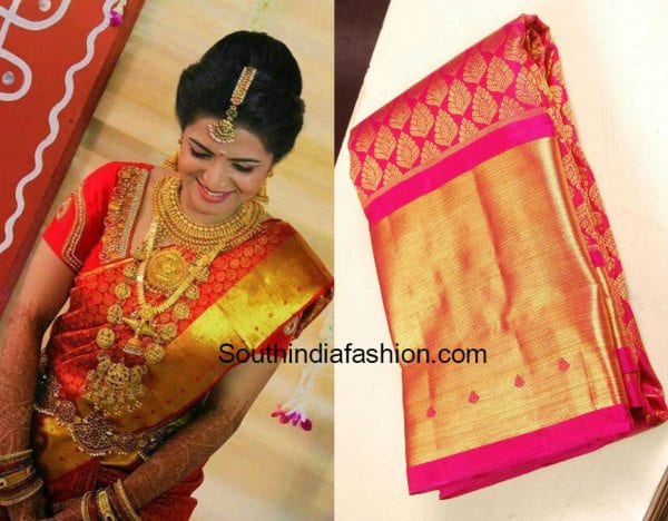 Pink and Gold Kanchipuram Silk Saree –South India Fashion