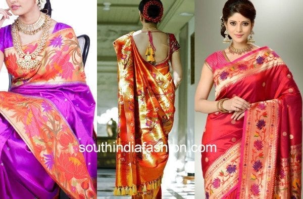 paithani silk sarees with flowers