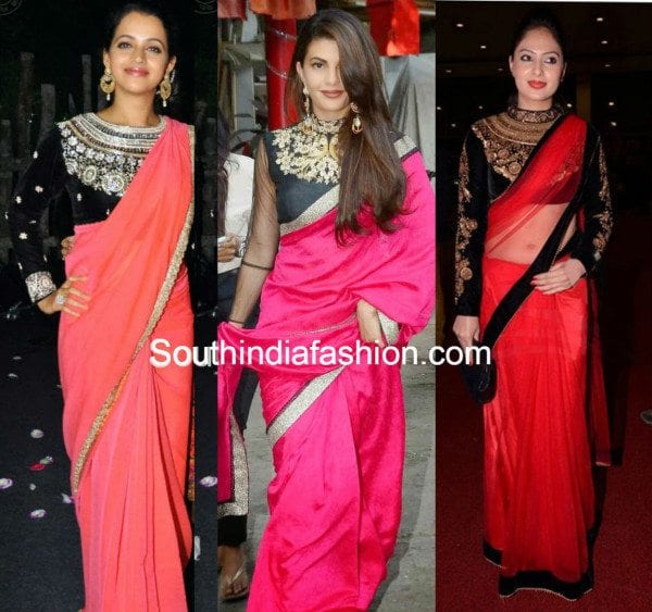 Plain saree with heavy designer blouse cheap
