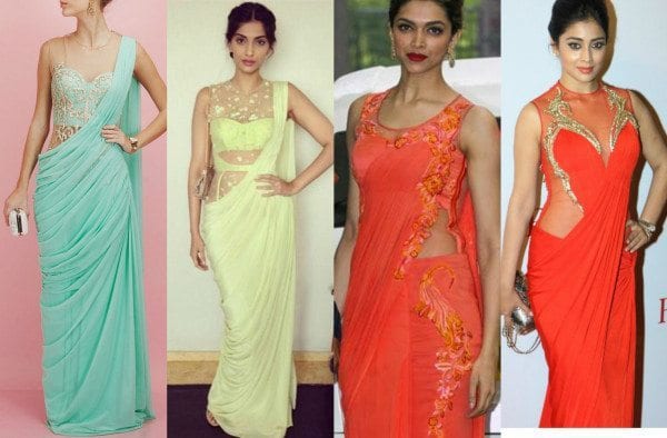 saree gowns with bodice blouses