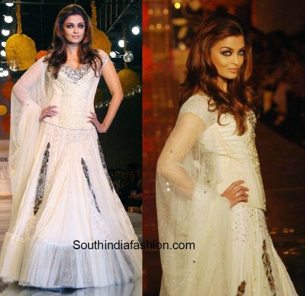 Aishwarya Rai in Manish Malhotra white lehenga