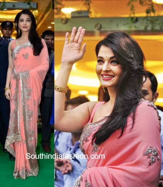 Aishwarya Rai in Manish Malhotra pink saree