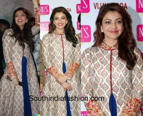 Kajal in slit kurtis and palazzos at Neerus launch in Vijayawada