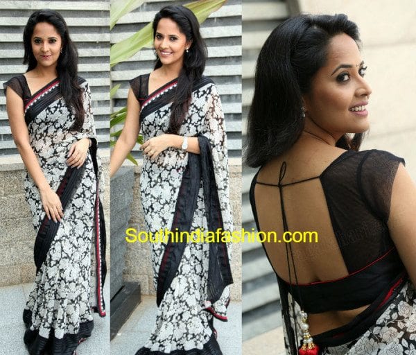 Black and white chiffon saree Clearance