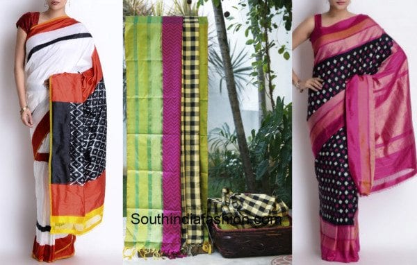 ikat silk sarees collage