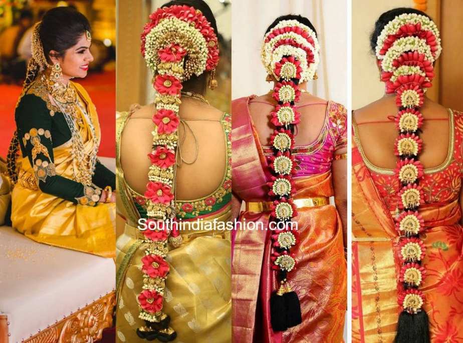 South Indian Bridal hair styling series: Braiding hair with partition. -  YouTube