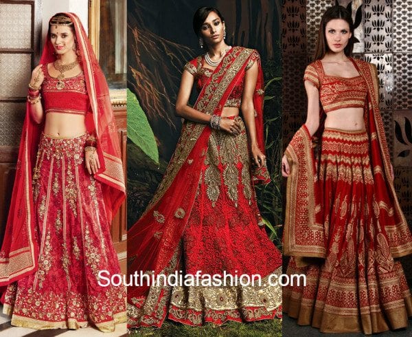 red bridal lehengas