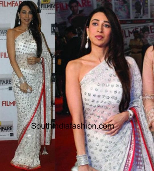 Karisma Kapoor in white saree at filmfares 1