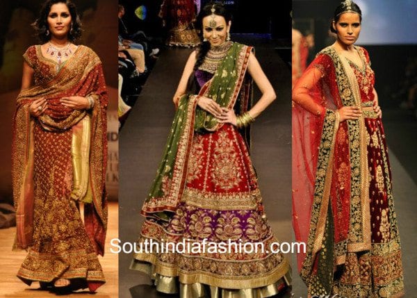 Ritu Kumar red velvet bridal lehengas 