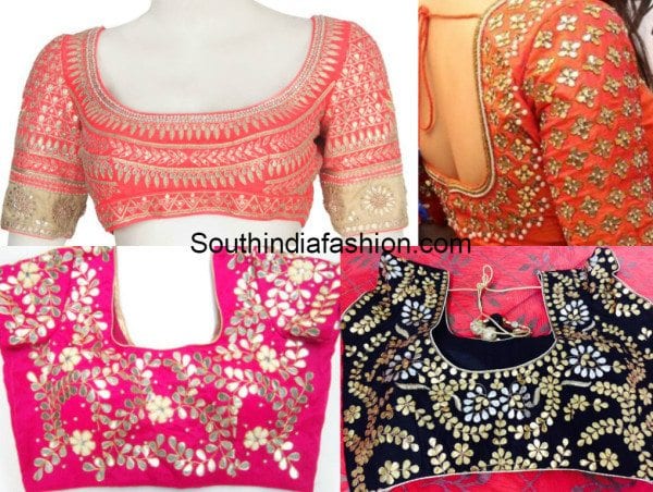 gota patti work patterns on blouses 