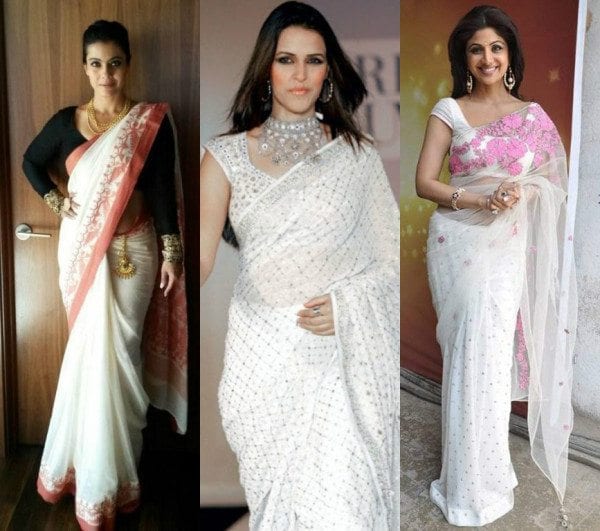 Bollywood Celebs in White Sarees