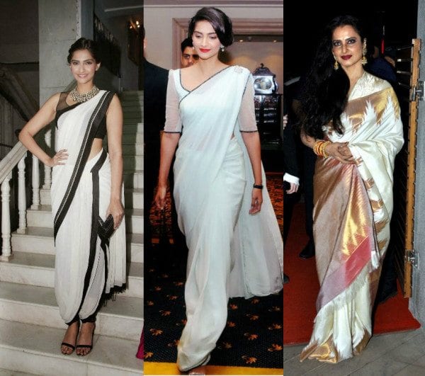 white saree outfit
