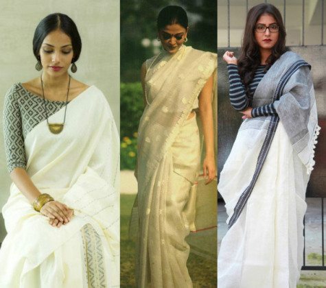 white saree outfit