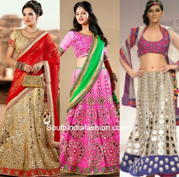 mirror work lehengas