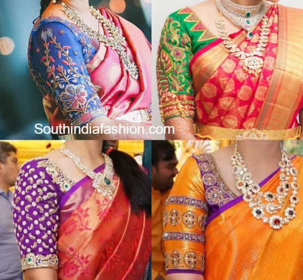 elbow sleeves maggam work wedding blouse designs