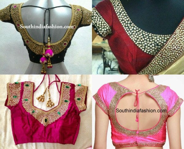 kundan_work_blouse_designs_for_wedding_silk_sarees