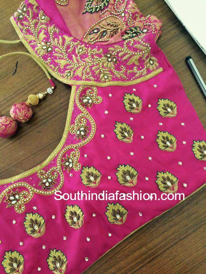 54+ Checked Embroidery Blouse Designs Images