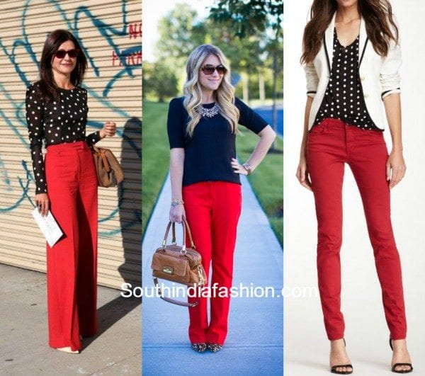 red and black pants outfit