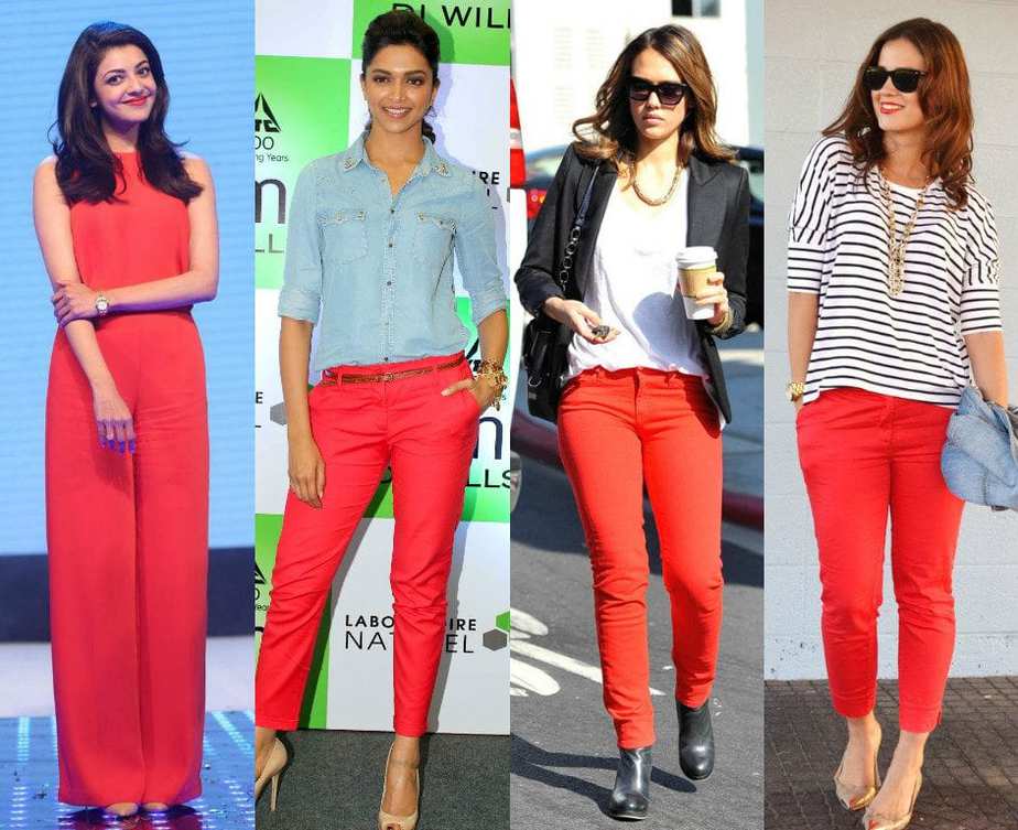 Red jeans combination sales
