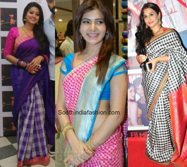 checkered_sarees_actress