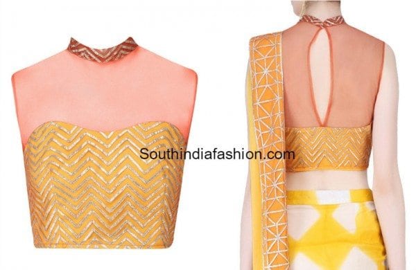 high_neck_blouse_with_net_neck