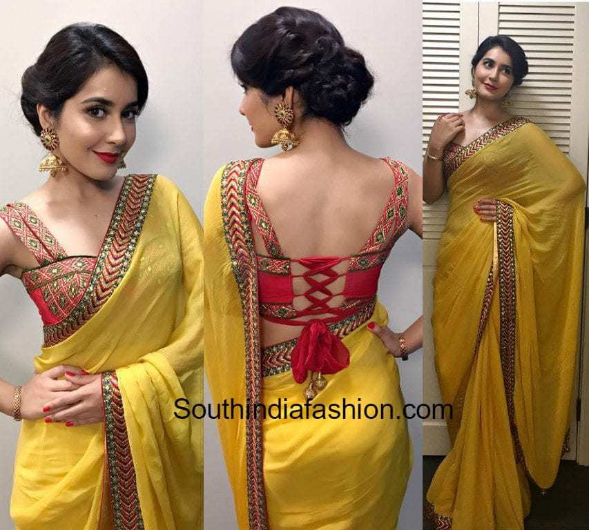 Raashi Khanna in Shilpa Reddy Saree –South India Fashion