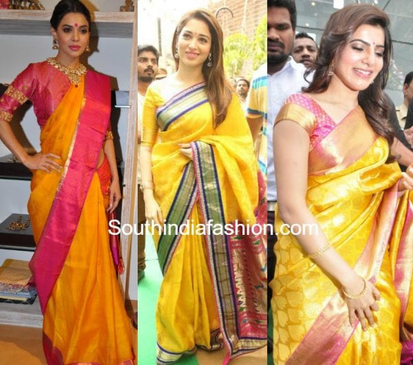 yellow-kanjeevaram-saree-color-combination