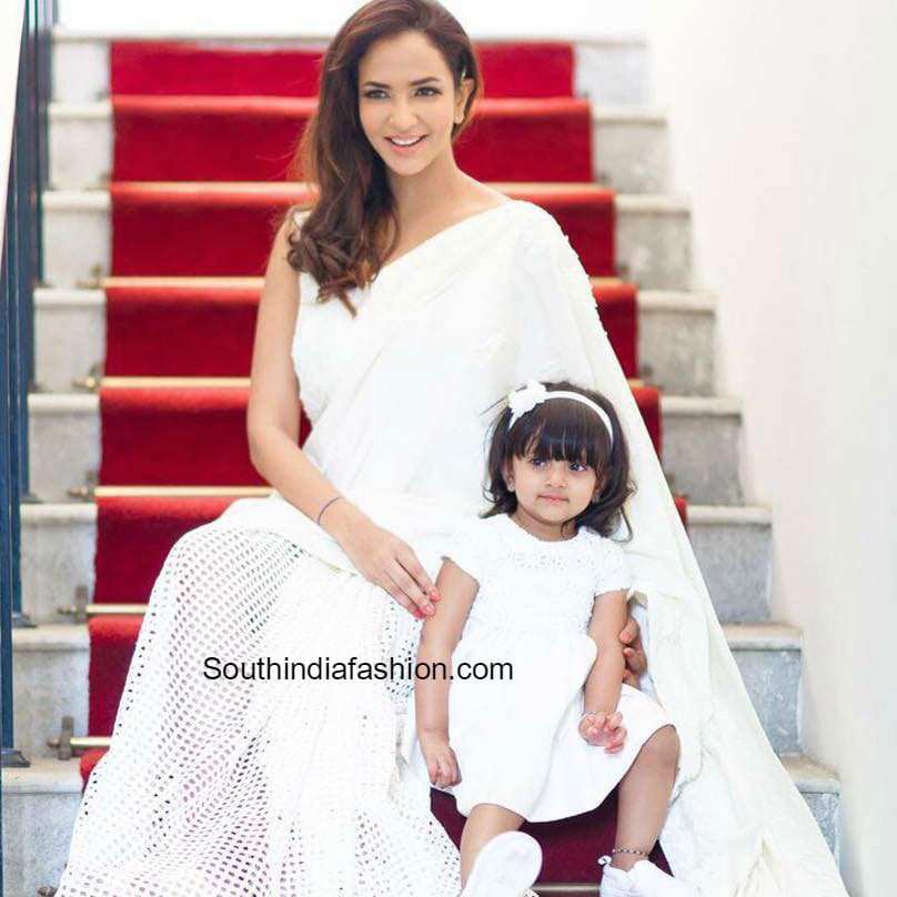 white dress mom and daughter