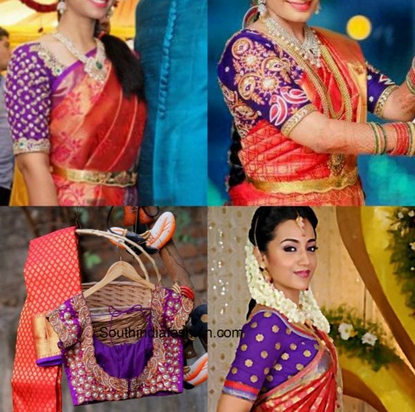 violetpurple_blouse_red_kanjeevaram_saree