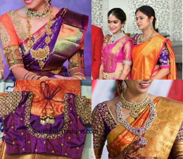 Contrast Blouse Combos for Kanjeevaram Sarees